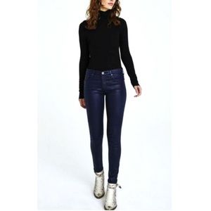 AG leatherette super skinny ankle jean in midnight